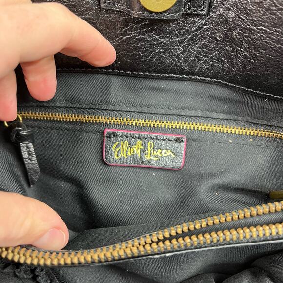 Elliott Lucca Genuine Leather Black Satchel - Picture 2 of 16